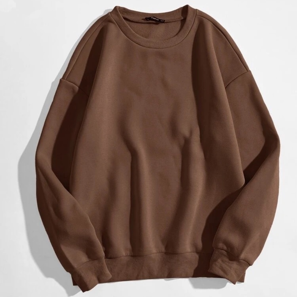 SHEIN Brown Unisex Drop Shoulder Oversized Sweatshirt